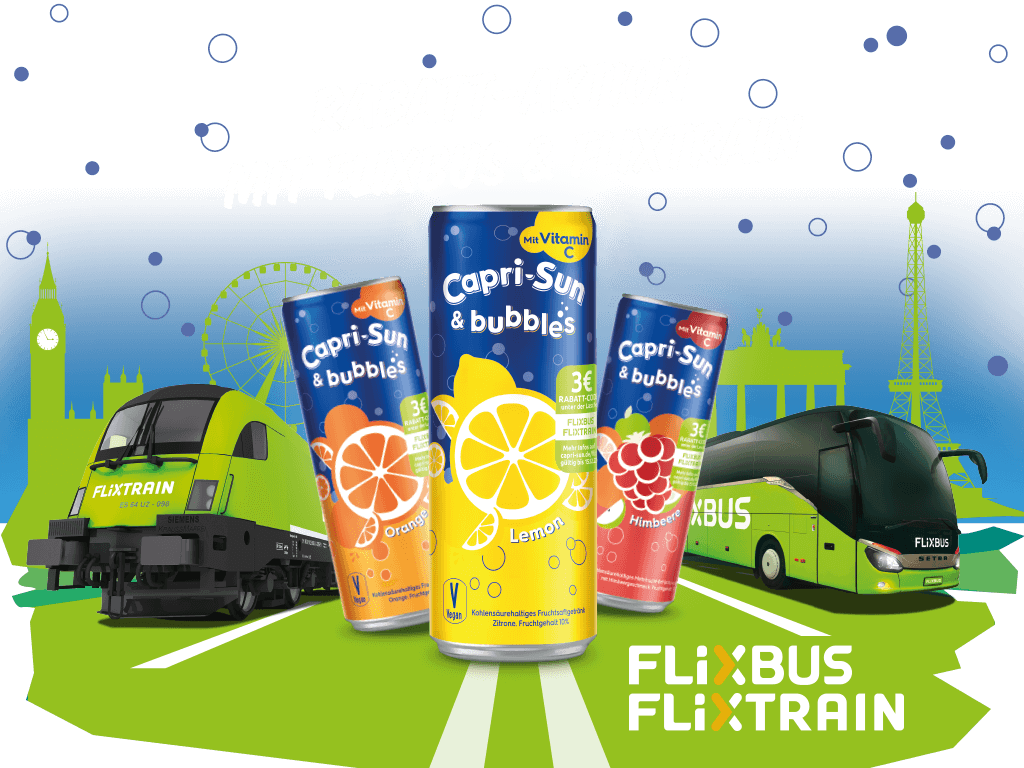 Capri-Sun Bubbles Rabatt-Aktion mit Flixbus & Flixtrain