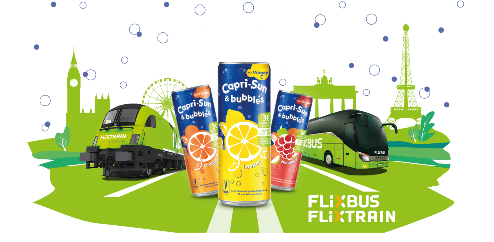Capri-Sun Bubbles Rabatt-Aktion mit Flixbus & Flixtrain