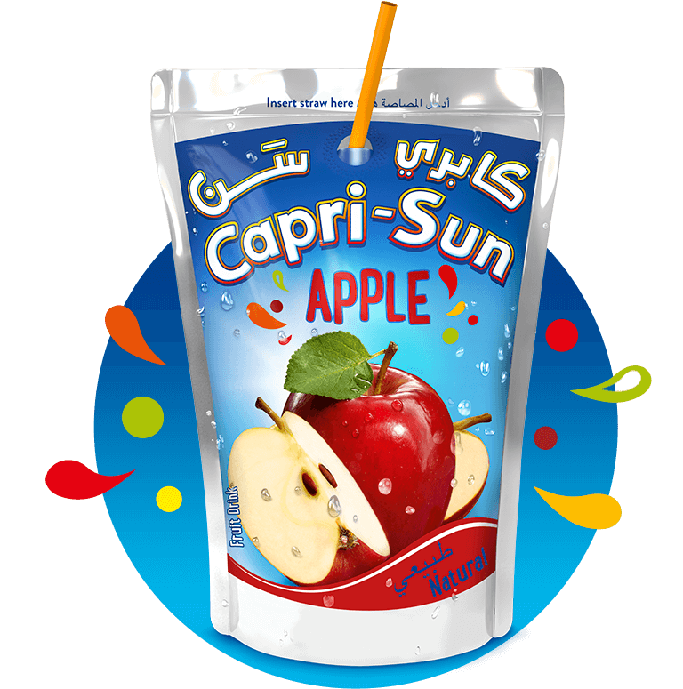 Capri Sun Apple 200ml with background and splashes Nigeria