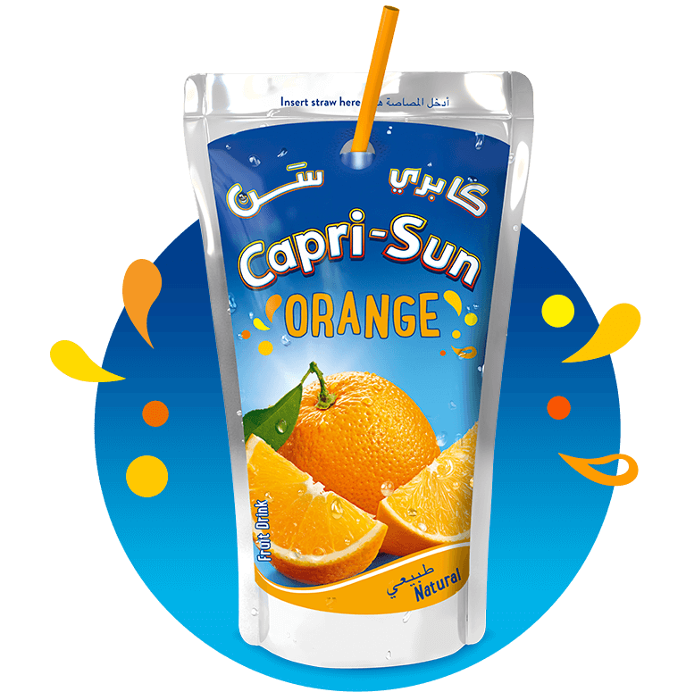 Capri-Sun Orange 100ml with background and splashes Nigeria