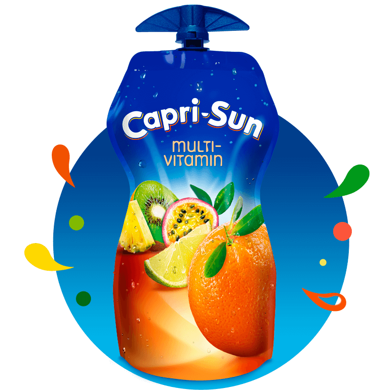 Capri Sun Multivitamin 330ml with background and splashes
